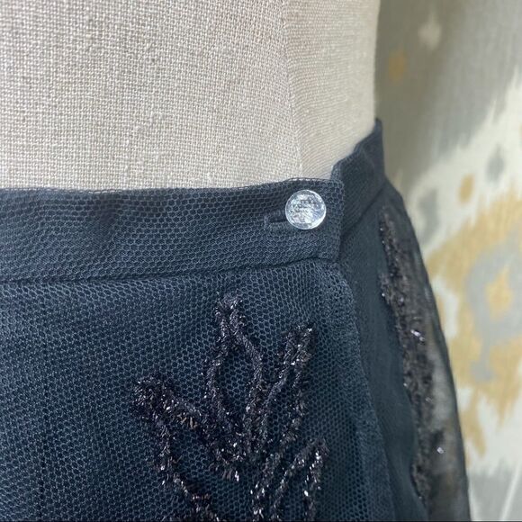 Ralph Lauren Black on Black Embroidered Tulle & Lace Tiered Maxi Ball Skirt - Picture 8 of 16